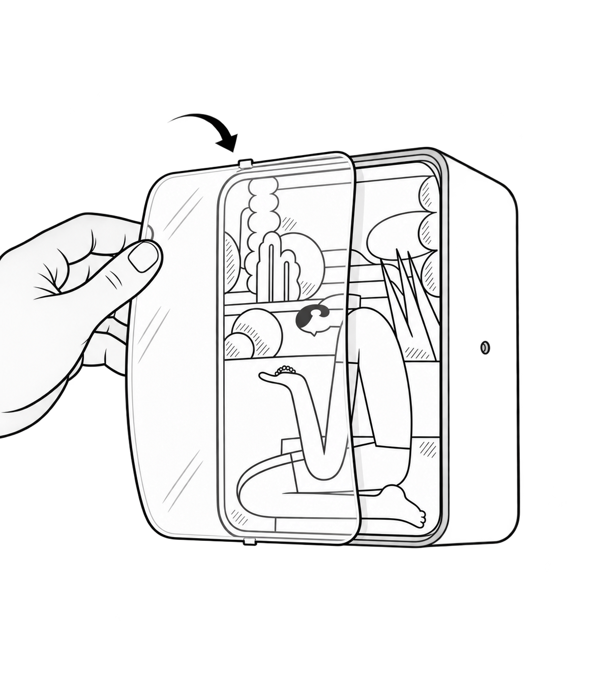 05: Place the artwork inside the frame, then put the plate back.
